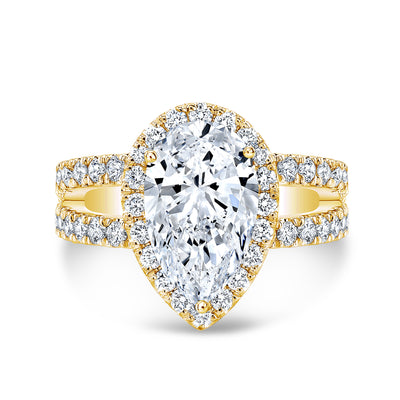 Pear Halo Split Shank Pave Diamond Engagement Ring