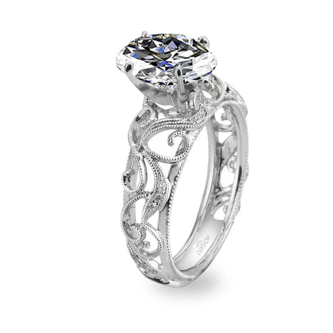 Parade Design Hera Bridal Milgrain Etched Scrolls Curl Engagement Ring