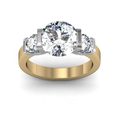 Bar Setting w/ Round Cut Sidestones 3-Stone Band