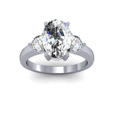 3-stone Arc Prongs w/ Round Sidestones Diamond Ring