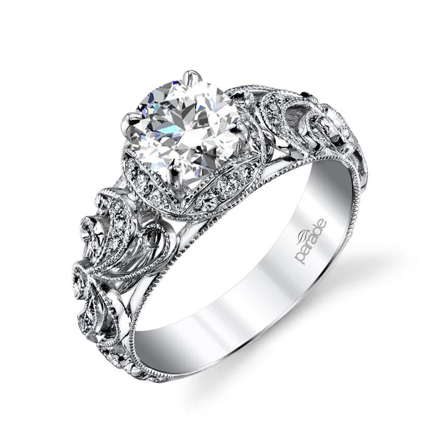 Parade Design Hera Bridal Vintage Floral Halo Pave Motif Design Ring