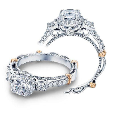 Verragio Parisian Three Stone Halo Designer Engagement Ring