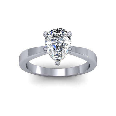 3mm 4-Prong Cathedral Shank Solitaire Natural Diamond Engagement Ring