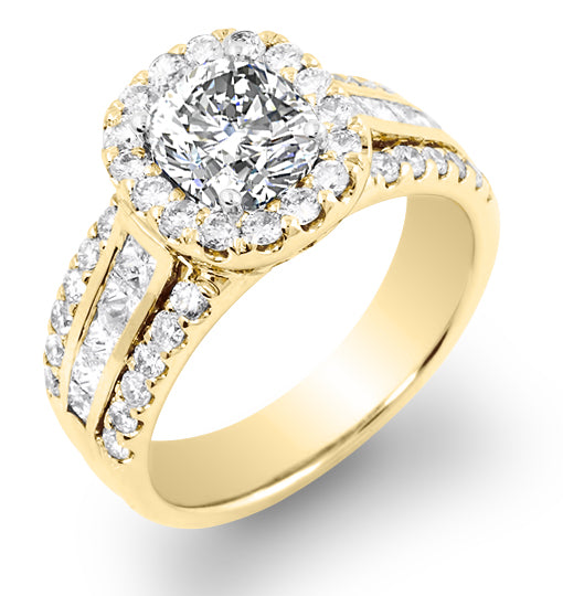 Halo Pave with Diamond Princess Channel Engagement Ring