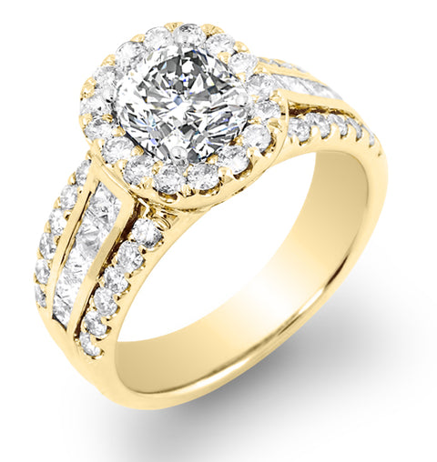 Halo Pave with Diamond Princess Channel Engagement Ring