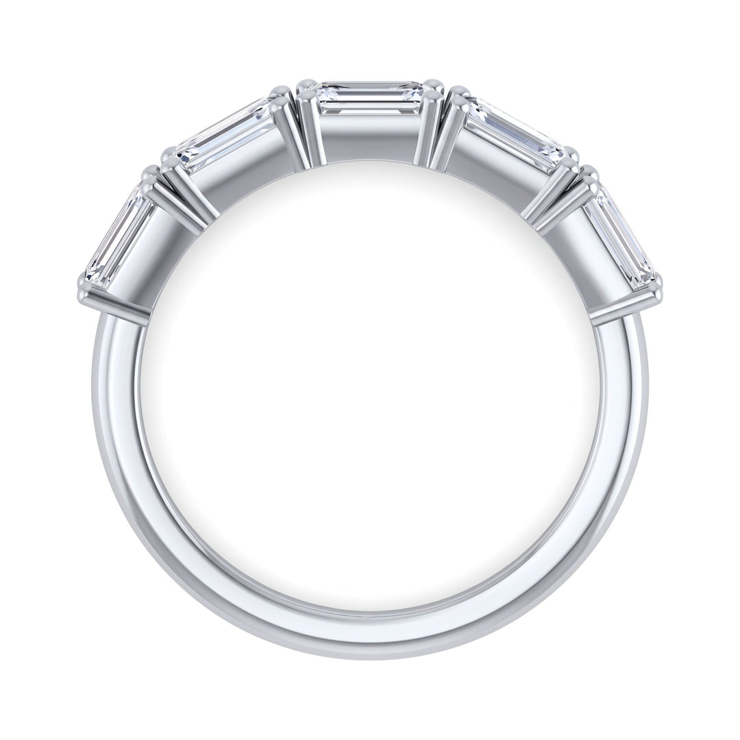 5 stone emerald cut east west diamond band 
, shown against a plain white background.