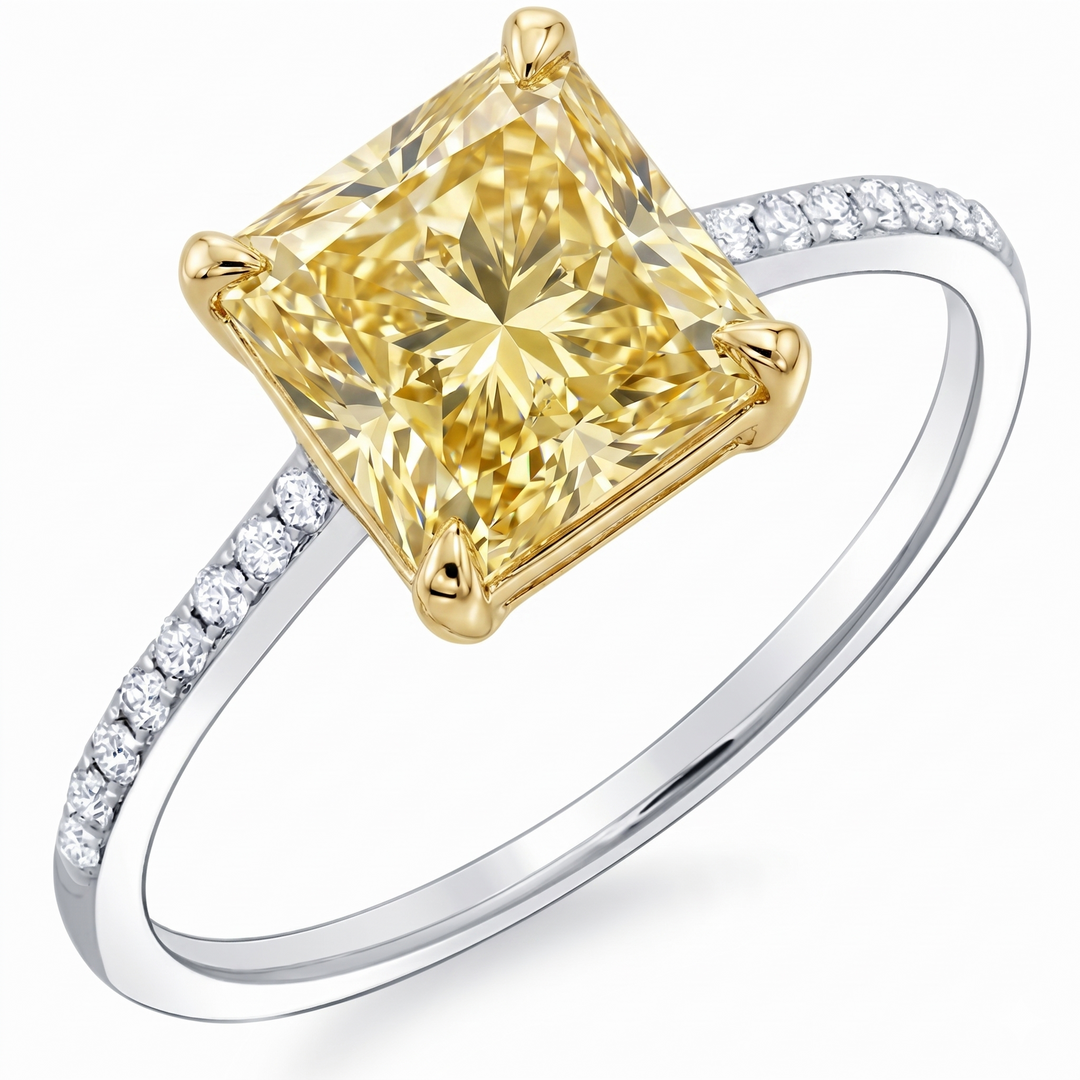 1.25 Ctw Canary Fancy Yellow Radiant Cut Solitaire Ring VS1 GIA Certified