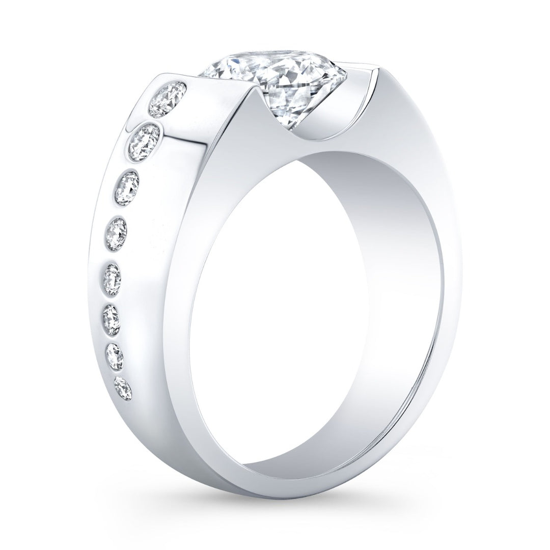 Men's Tension Set Diamond Ring Profile View