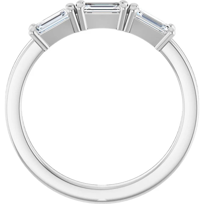 1.50 Ctw Emerald Cut East-West 3 Stone Diamond Ring All GIA Certified