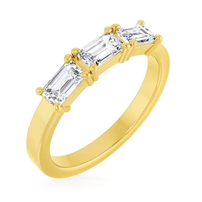1.50 Ctw Emerald Cut East-West 3 Stone Diamond Ring All GIA Certified