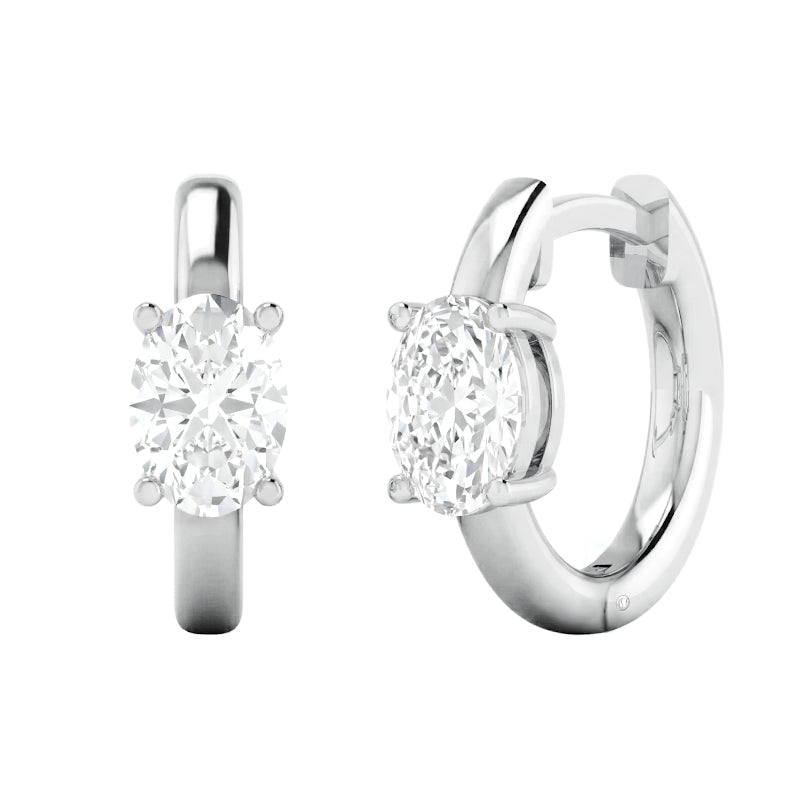 Oval Cut Diamond hoop earrings White Gold