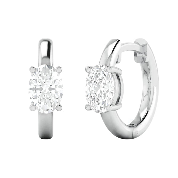 Oval Cut Diamond hoop earrings White Gold