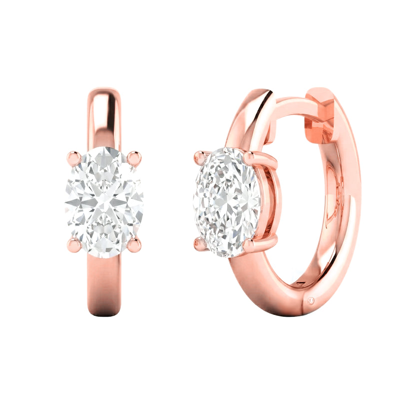 Oval Cut Diamond hoop earrings Rose Gold