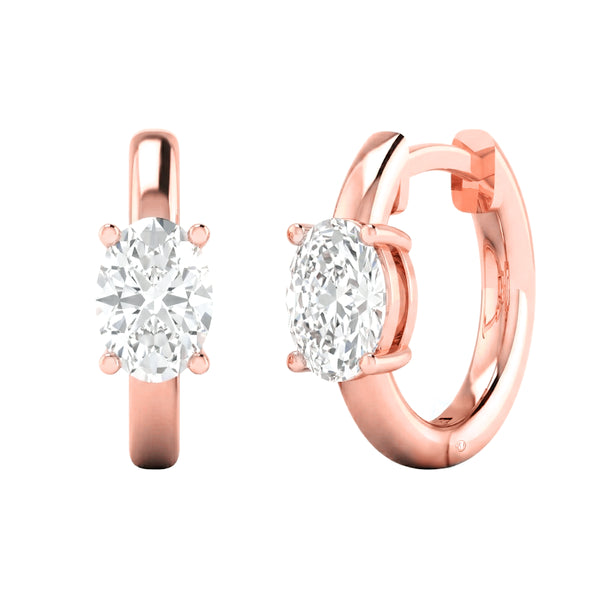 Oval Cut Diamond hoop earrings Rose Gold