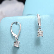 1.00 Ctw Lever Back Dangling Princess Cut Diamond Earrings H, SI2 GIA Certified