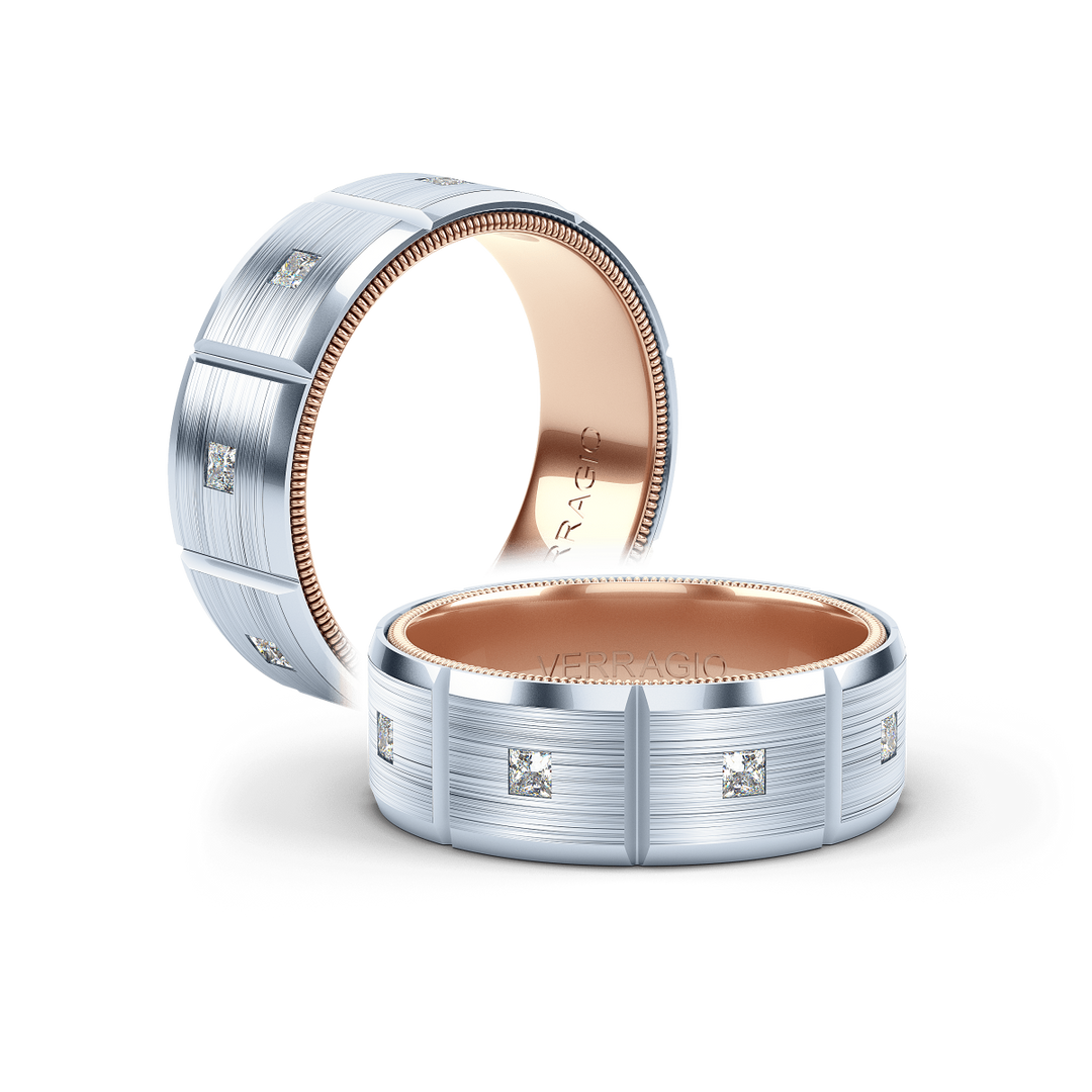 Verragio 8mm Modern Geometric Matte Finish Diamond Band VWD-8906