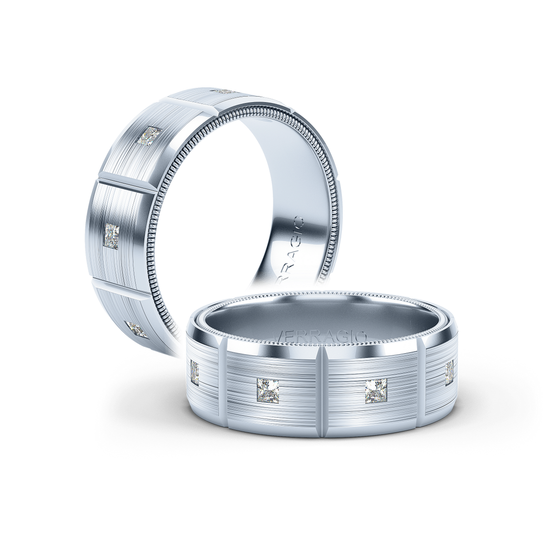 Verragio 8mm Modern Geometric Matte Finish Diamond Band VWD-8906