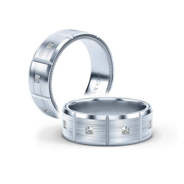 Verragio 8mm Modern Geometric Matte Finish Diamond Band VWD-8906