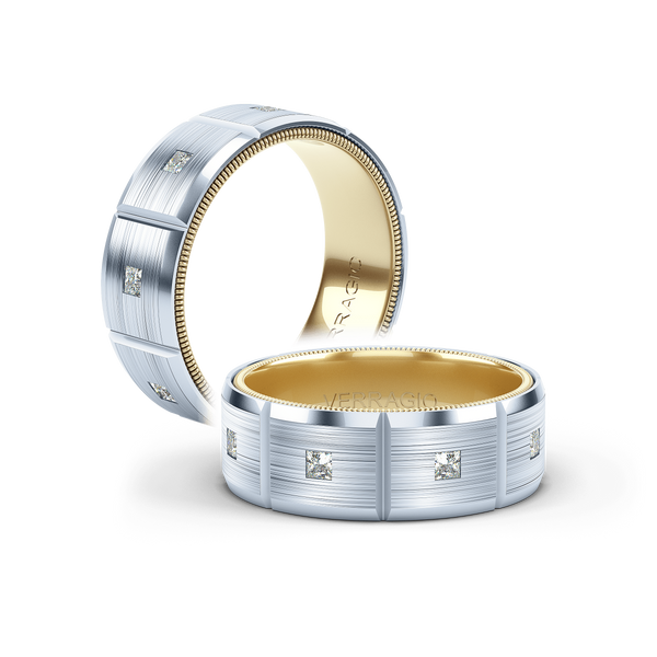 Verragio 8mm Modern Geometric Matte Finish Diamond Band VWD-8906