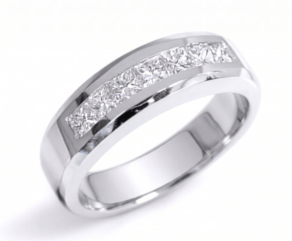 Lab Grown Princess Cut Channel Set Men's Band 6mm Width (1.00 Ctw)