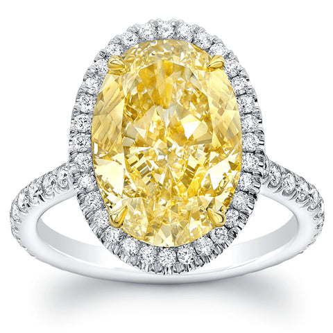 Lab Grown Yellow Oval Cut Halo Diamond Ring VVS2 IGI Certified