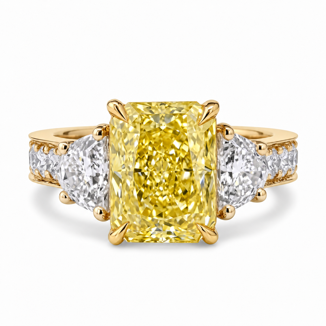 4.40 Ctw Canary Fancy Yellow Elongated Radiant Cut Diamond Ring VVS1 GIA Certified