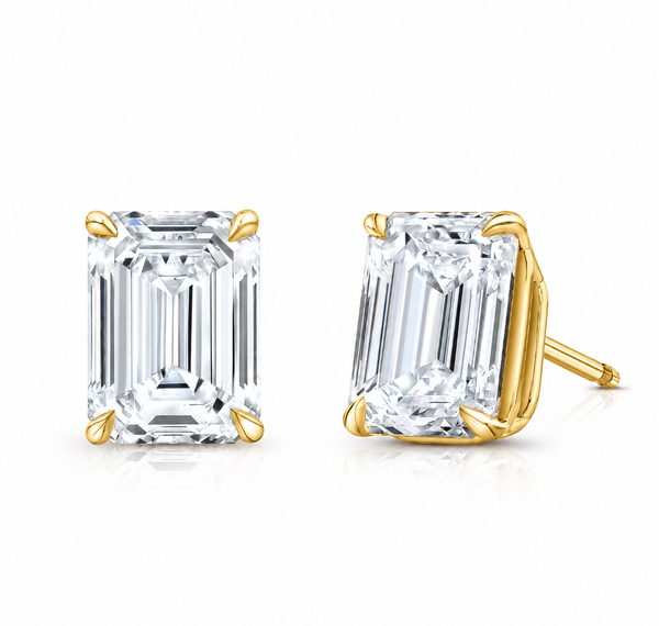 Lab Grown Emerald Cut Stud Earrings