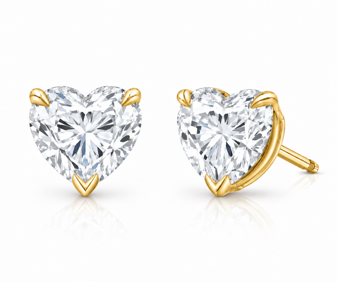 Lab Grown Heart Shape Stud Earrings