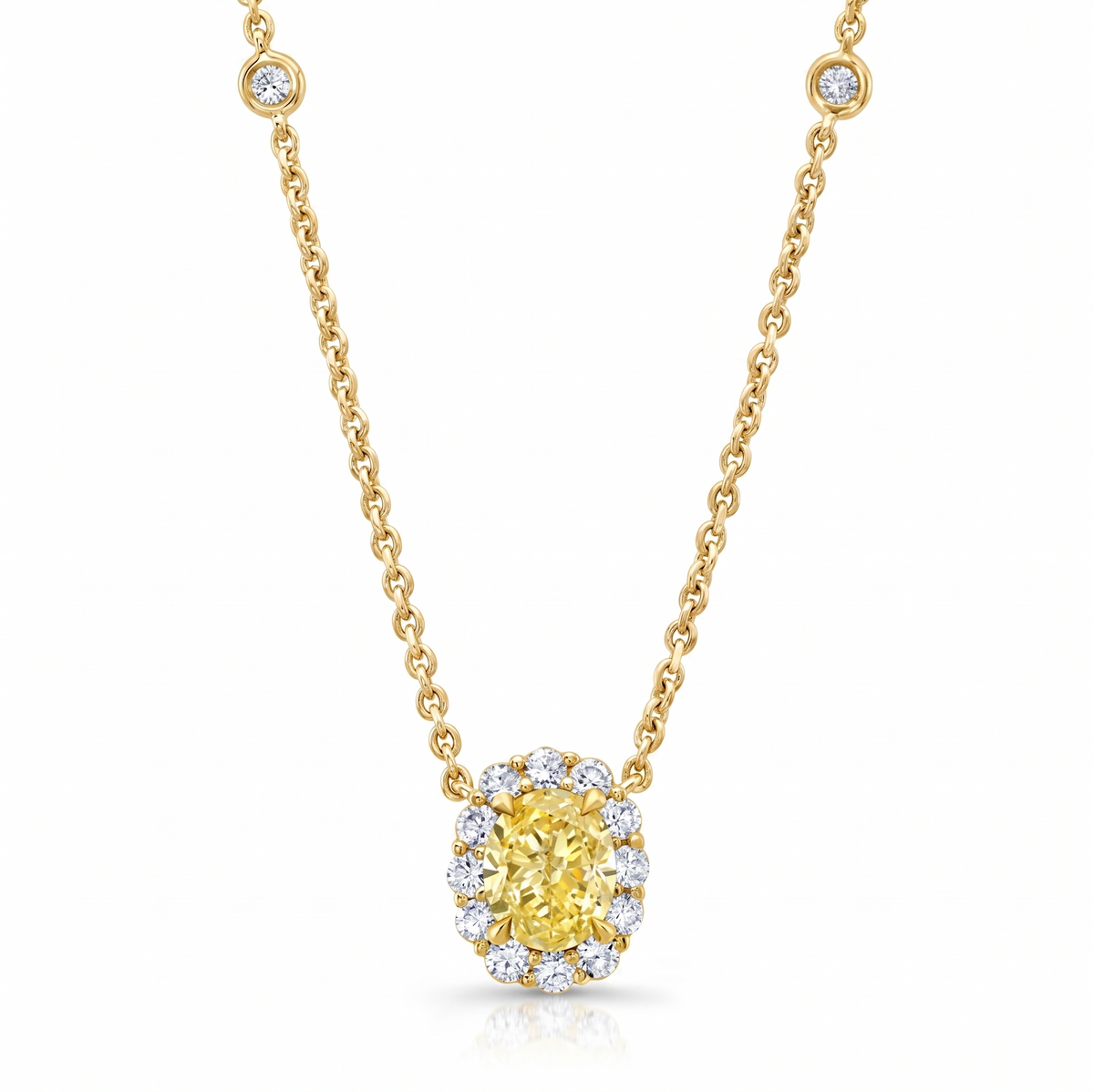 Yellow_stone_oval_cut_halo_diamond_pendant_all_yellow_gold