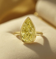 5.00 Ct Canary Fancy Yellow Pear Cut Diamond Solitaire Ring VS1 GIA