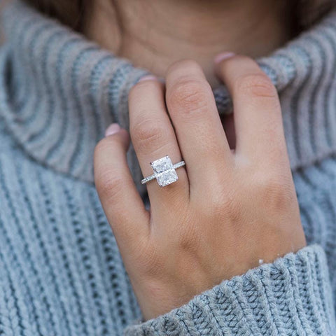 3 Row Pave Engagement Ring