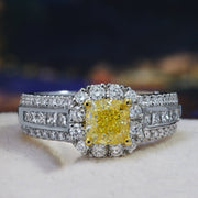 Yellow Cushion Cut Diamond Ring