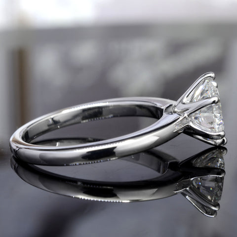 Platinum 1.17 Ct. Round Cut Classic 6 prong Solitaire Ring G Color SI1 GIA Certified
