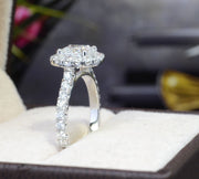 Classic Halo Cushion Cut Engagement Ring side View