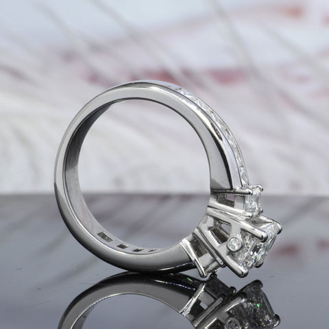 3 Stone Emerald Cut Engagement Ring Side Profile
