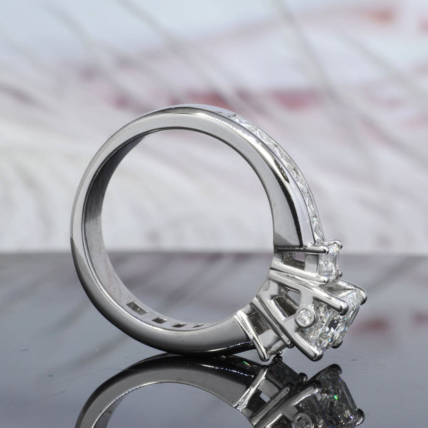 Emerald cut Diamond Ring Side View