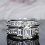 4.70 Ct. Emerald Cut 3 Stone Engagement Ring Set G Color VS1 GIA certified