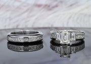 3.70 Ct. Emerald Cut Diamond Engagement Ring Set G Color VS1 GIA certified