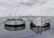 4.70 Ct. Emerald Cut 3 Stone Engagement Ring Set G Color VS1 GIA certified