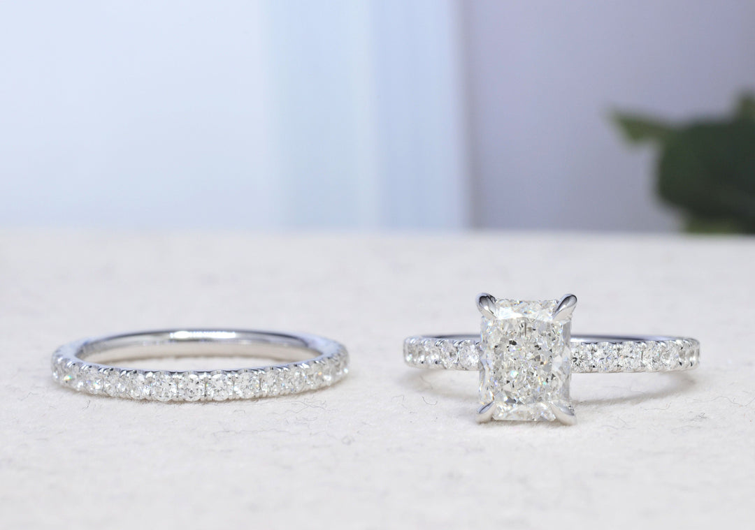 4.00 Ct. Radiant Cut Engagement Ring Set H Color VVS2 GIA Certified