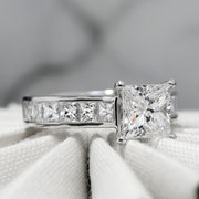 2.10 Ct. Princess Cut Engagement Ring with Wedding Band G Color VVS2 GIA Certified