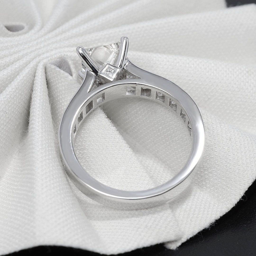 2.10 Ctw. Princess Cut Engagement Ring & Matching Band G Color VVS2 GIA Certified