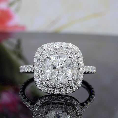 Cushion Cut Double Halo Engagement Ring