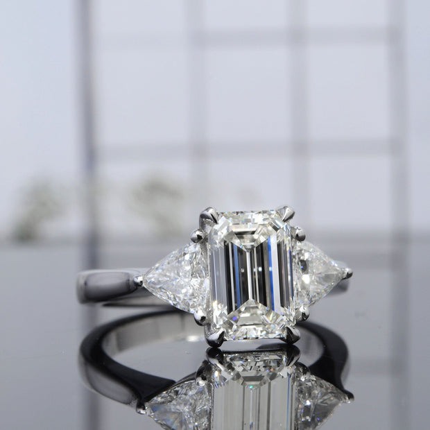 3Stone Diamond Ring with Emerald Cut and Trillions