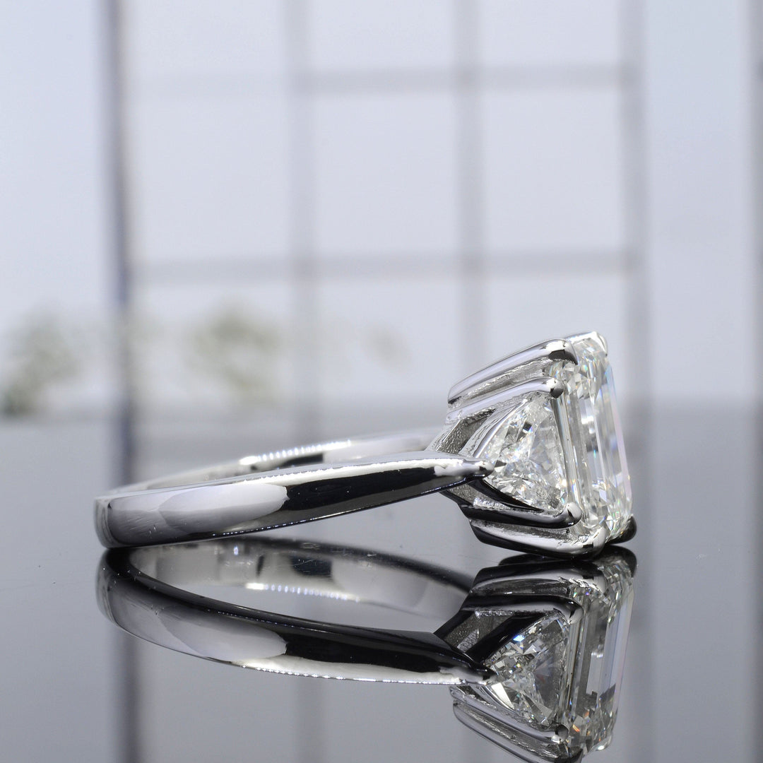 2.75 Ct Created Diamond 14K White Gold 3-Stone Engagement Ring - Emerald Cut, D Color