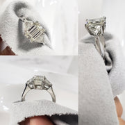 Emerald Cut & Trillions 3Stone Diamond Ring All Views
