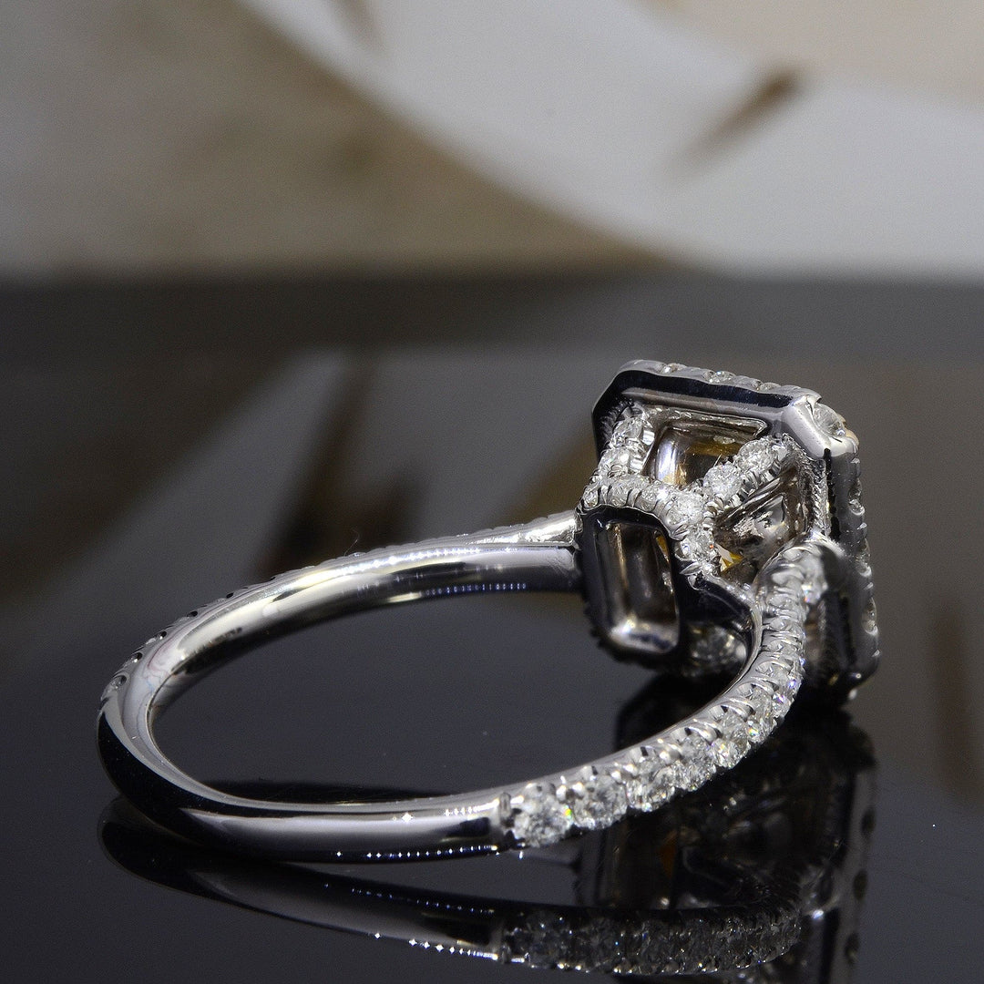 1.90 Ct. Halo Fancy Yellow Radiant Cut Canary Diamond Ring VS1 GIA Certified