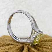 Canary Fancy Yellow Cushion Cut Halo Diamond Ring