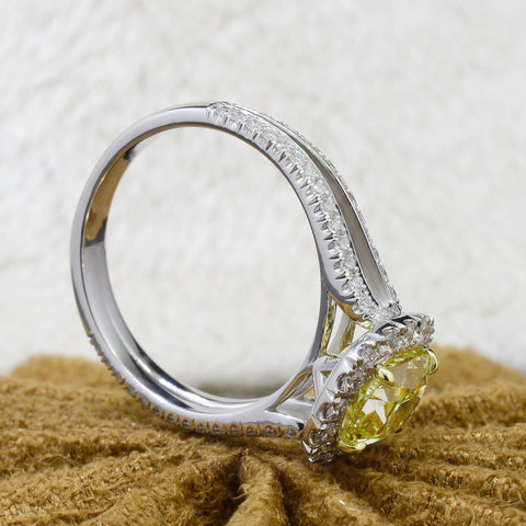 1.65 Ct. Canary Fancy Yellow Radiant Cut Diamond Engagement Ring VS1 GIA Certified