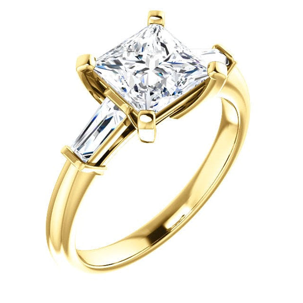 3 Stone Princess Cut Diamond Ring in Yellow Gold